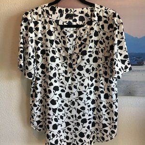 Black and White Floral Blouse LOFT